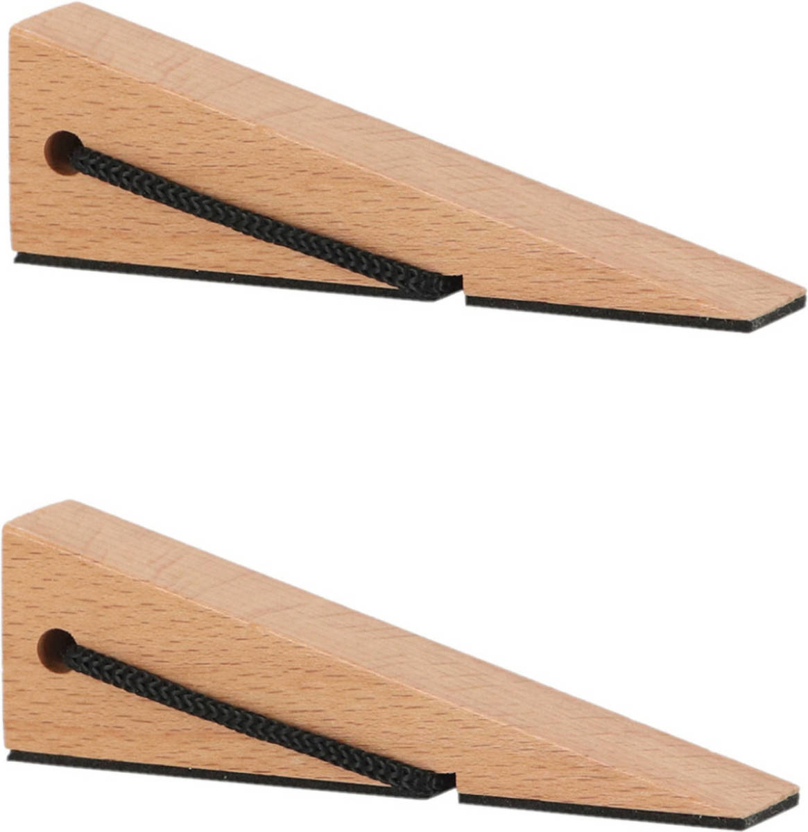 Esschert Design Esschert deurstopper/deurwig - 2x - beukenhout/rubber - anti-slip - beige - 12 x 3 x 4 cm - Deurstoppers