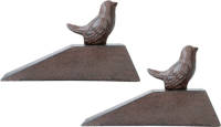 Esschert Design Esschert Deurstopper/wig vogel - 2x - gietijzer - donker bruin - 15 x 6.5 x 9 cm - Deurstoppers