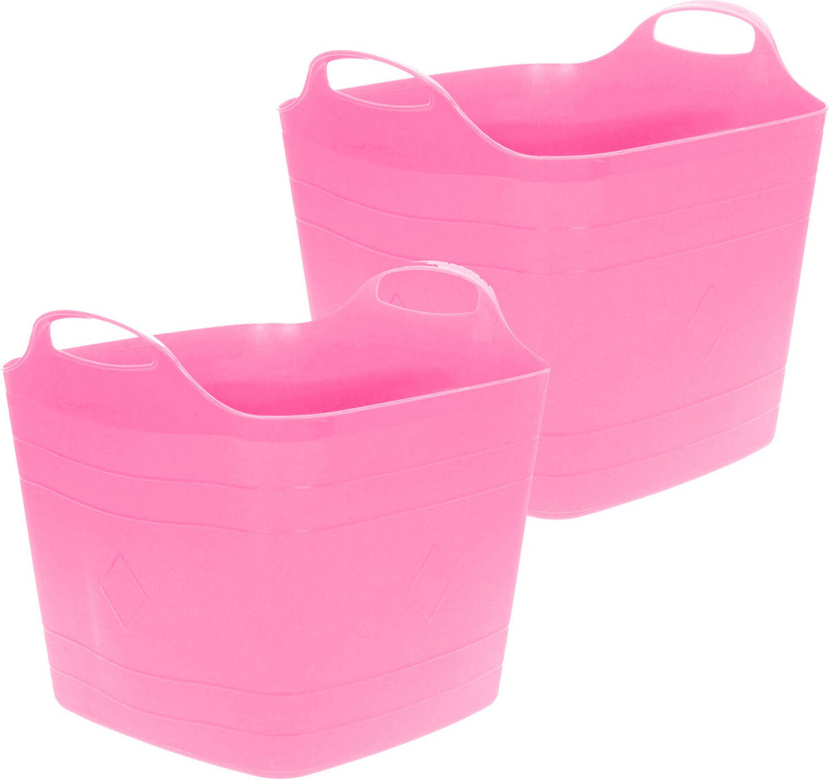 Excellent Houseware Flexibele emmer - 2x - roze - 25 liter - kunststof - vierkant - 35 x 38 cm - Wasmanden