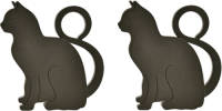 Esschert Design Esschert deurstopper/deurwig kat - 2x - kunststof - zwart - 11 x 9 x 3 cm - Deurstoppers