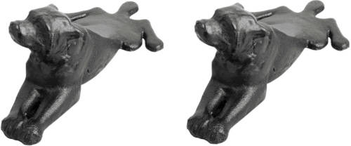 Esschert Design Esschert deurstopper liggende hond - 2x - 0.6 kg - gietijzer - zwart - 18 x 8 x 6 cm - Deurstoppers