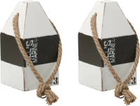 Excellent Houseware Deurstopper - 2x - havenpaal hout met touw 18 cm - Deurstoppers