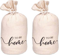 Giftdeco r Deurstopper - 2x - 1 kilo - beige - canvas - To be home - D13 x H26 - Deurstoppers