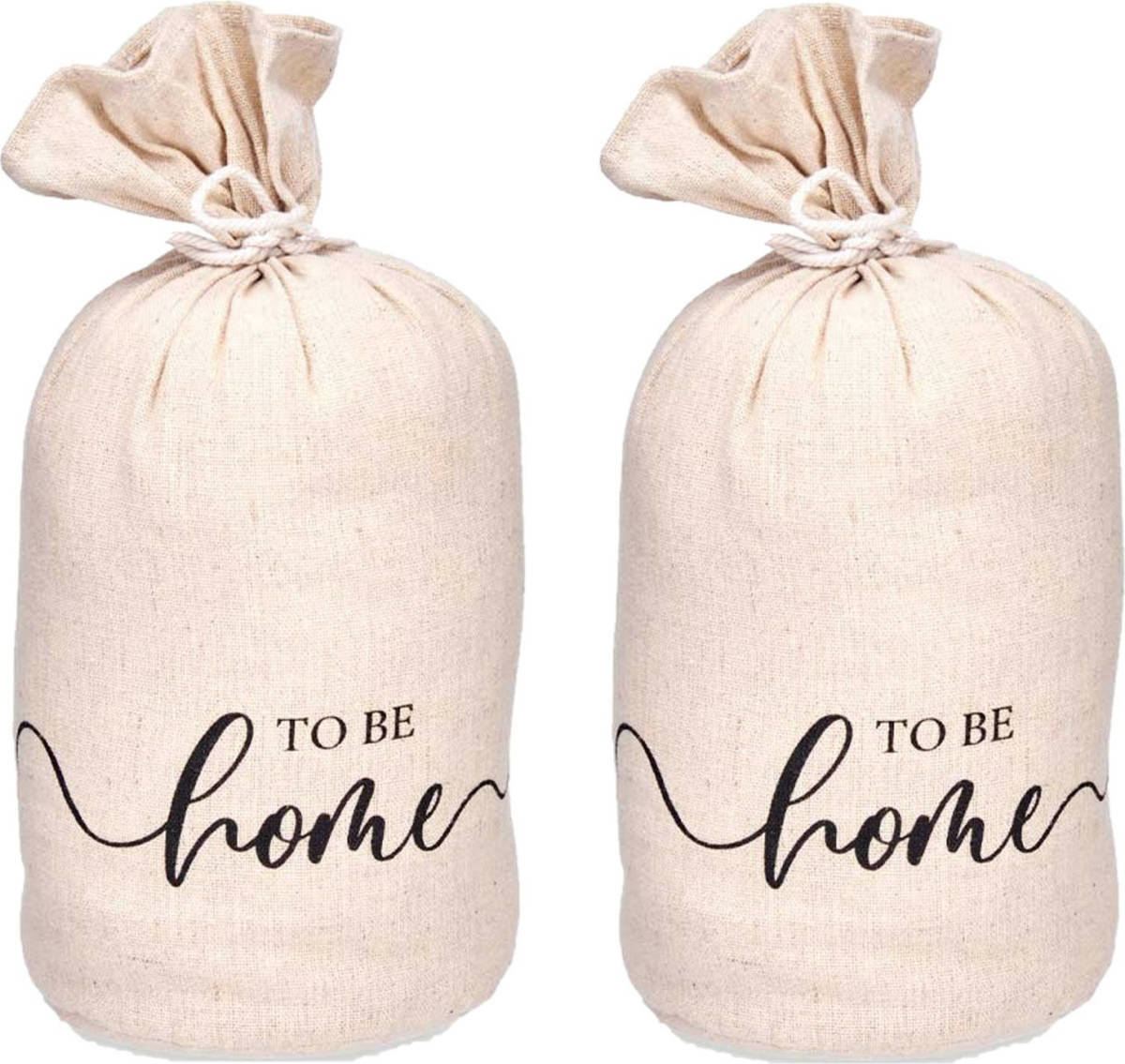 Giftdeco r Deurstopper - 2x - 1 kilo - beige - canvas - To be home - D13 x H26 - Deurstoppers