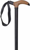 Gastrock Houten wandelstok - Beukenhout - Zwart - Derby handvat - Kurk - Voor heren en dames - Lengte 94 cm