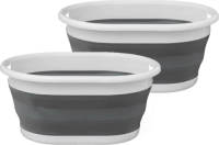 Set van 2x stuks 5five Wasmand opvouwbaar met handvatten - kunststof - 21L - grijs/wit - 54 x 39 x 23 cm - Wasmanden