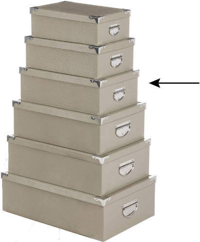 5five Opbergdoos/box - 2x - beige - L36 x B24.5 x H12.5 cm - Stevig karton - Crocobox - Opbergbox