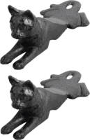 Esschert Design Esschert deurstopper liggende kat - 2x - 0.5 kg - gietijzer - zwart - 16 x 8 x 7 cm - Deurstoppers