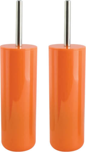 Spirella MSV Porto Toilet/wc-borstel houder - 2x - kunststof - oranje - 38 cm - Toiletborstels