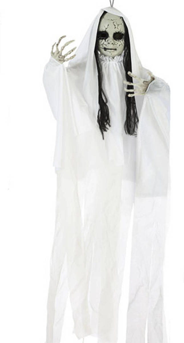Atosa Halloween/horror thema hang decoratie pop geest/spook - enge/griezelige pop - 100 cm - Feestdecoratievoorwerp