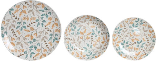 Serviesset DKD Home Decor Multicolour Porselein Gebloemd Cottage 18 Onderdelen 26,5 x 26,5 x 2,6 cm