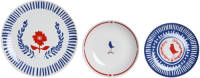Serviesset DKD Home Decor Blauw Wit Rood Porselein Mediterrane 18 Onderdelen 27 x 27 x 3 cm