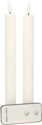 Anna's Collection Led dinerkaarsen - 2x st - wit - ribbel - 23 cm - LED kaarsen