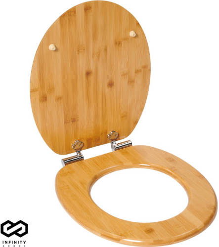 Infinity Goods Bamboe WC Bril Terry - Toiletbril Met Deksel - Soft Close - RVS Scharnieren - Inclusief