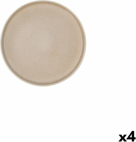 Eetbord Ariane Porous Beige Keramisch Ø 21 cm (4 Stuks)