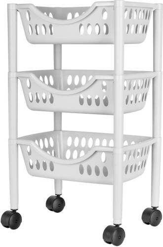 Juypal Hogar Keukentrolley - 3-laags - wit - kunststof - 39 x 26,5 x 66,5 cm - Opberg trolley