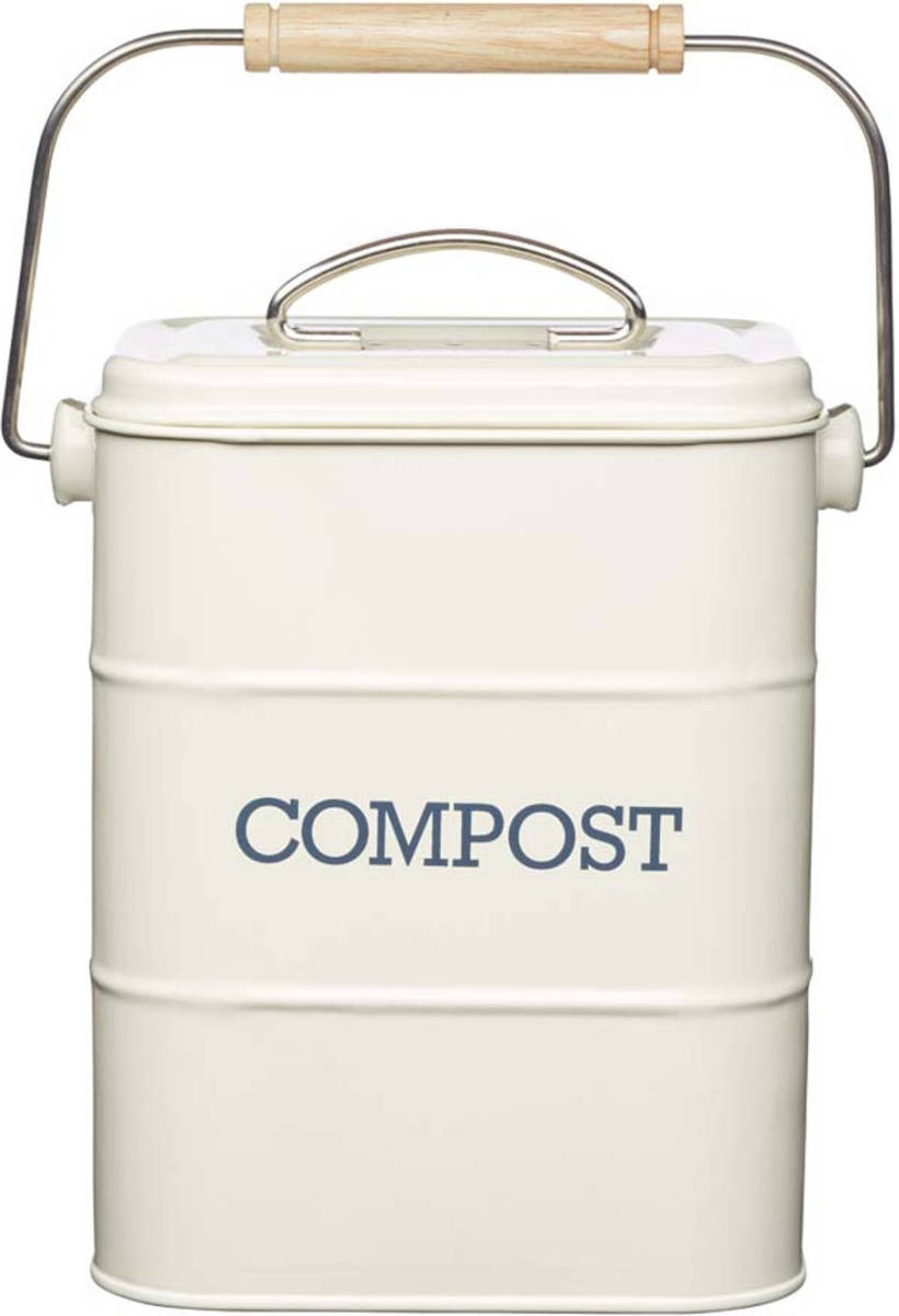 KitchenCraft - Compostbak Creme - Staal - Duurzaam - Praktisch - Compostemmer - KitchenCraft Living Nostalgia