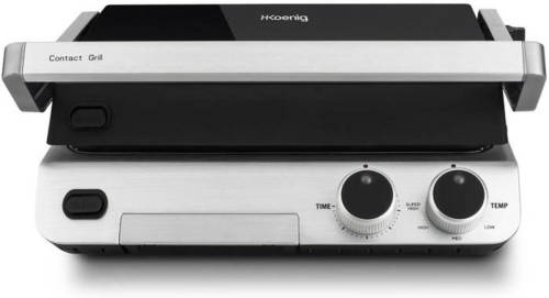 Hkoenig GR70 Grill, barbecue, bakplaat en panini - 30x25cm - Regelbare thermostaat - 2000W - 180° opening