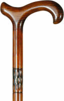 Classic Canes Houten Wandelstok - Beukenhout - Bruin - Gefreesde kraag - Derby - Voor heren en dames - Lengte 92 cm