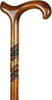Classic Canes Houten Wandelstok - Beukenhout - Bruin - Spiraal - Derby handvat - Voor heren en dames - Lengte 92 cm