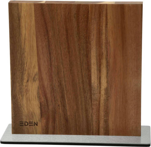 Eden Magnetic Knife Block EQB101 Magnetisch Messenblok, Acaciahout, Stalen Basis, 23 x 25 cm