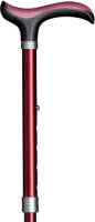 Gastrock Wandelstok Verstelbaar - Bordeauxrood - Aluminium - Super-soft Derby handvat - Lengte 84 - 94 cm