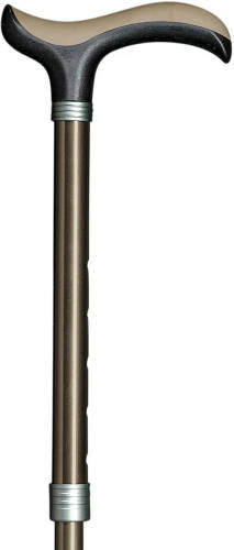 Gastrock Wandelstok Verstelbaar - Mat goud - Aluminium - Super-soft Derby handvat - Lengte 84 - 94 cm
