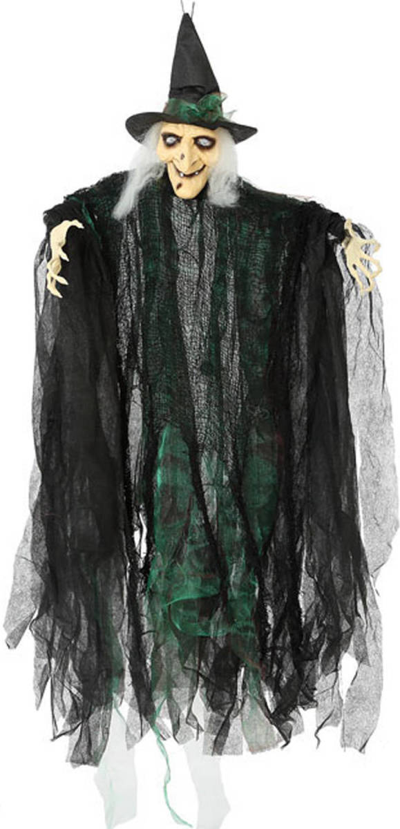 Atosa Halloween/horror thema hang decoratie pop heks - enge/griezelige pop - 110 cm - Feestdecoratievoorwerp