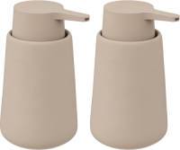 5five Zeeppompje/dispenser - 2x - Cocoon - kunststeen - beige - 15 cm - 300 ml - Zeeppompjes