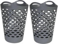 5five Set van 2 flexibele wasmand/opbergmand rond grijs 60 liter - Wasmanden