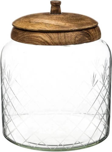 Secret de Gourmet Snoeppot/voorraadpot 2,7L glas met houten deksel - Voorraadpot