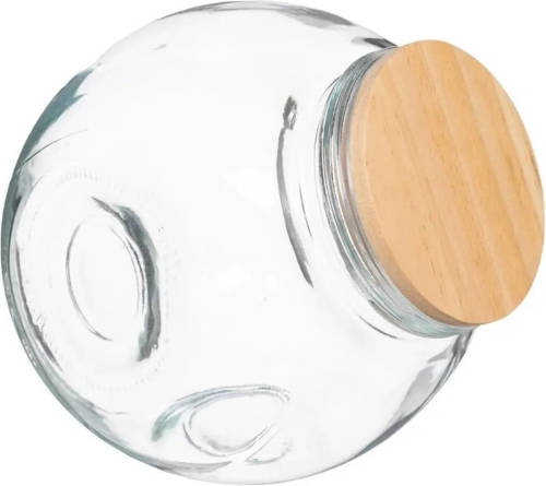 5five Snoeppot/voorraadpot 1,5L glas met houten deksel - Voorraadpot