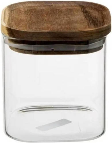 5five Voorraadbus/voorraadpot 0,6L glas met acacia houten deksel - Voorraadpot