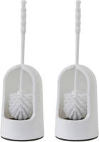 Betra WC-borstel/toiletborstel in houder - 2x - wit - kunststof - 14 x 40 cm - Toiletborstels