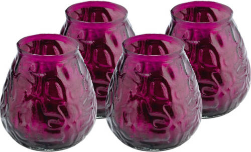Trend Candles 12x Kaars in donkerroze glazen houder 48 branduren - geurkaarsen