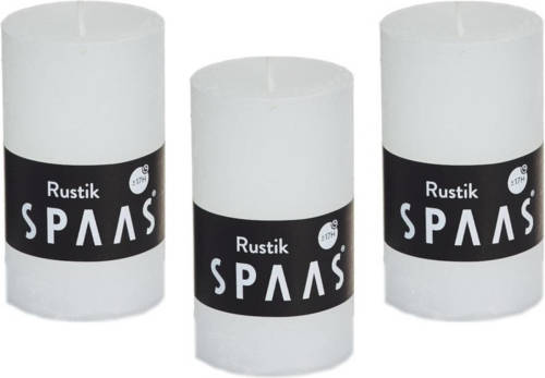 Candles by Spaas 8x stuks rustieke kaarsen wit 5 x 8 cm 17 branduren sfeerkaarsen - Stompkaarsen