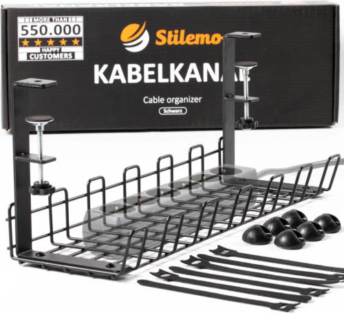 Stilemo Kabelgoot Bureau Klemmen - Cable Management - Kabelhouder Zonder Boren Monteren - Kabelbox 38 CM