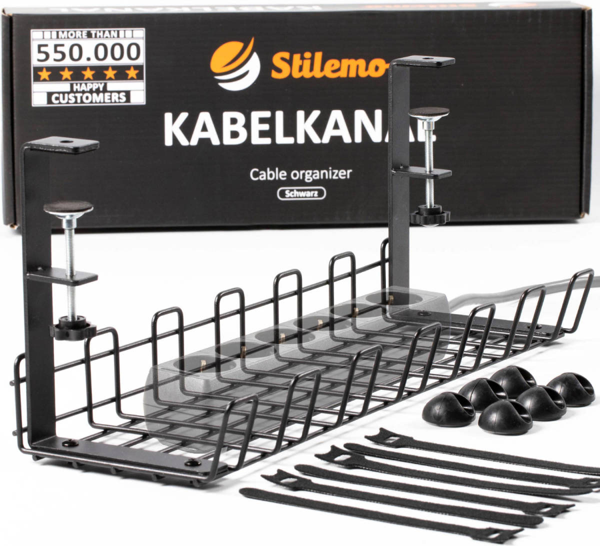 Stilemo Kabelgoot Bureau Klemmen - Cable Management - Kabelhouder Zonder Boren Monteren - Kabelbox 38 CM