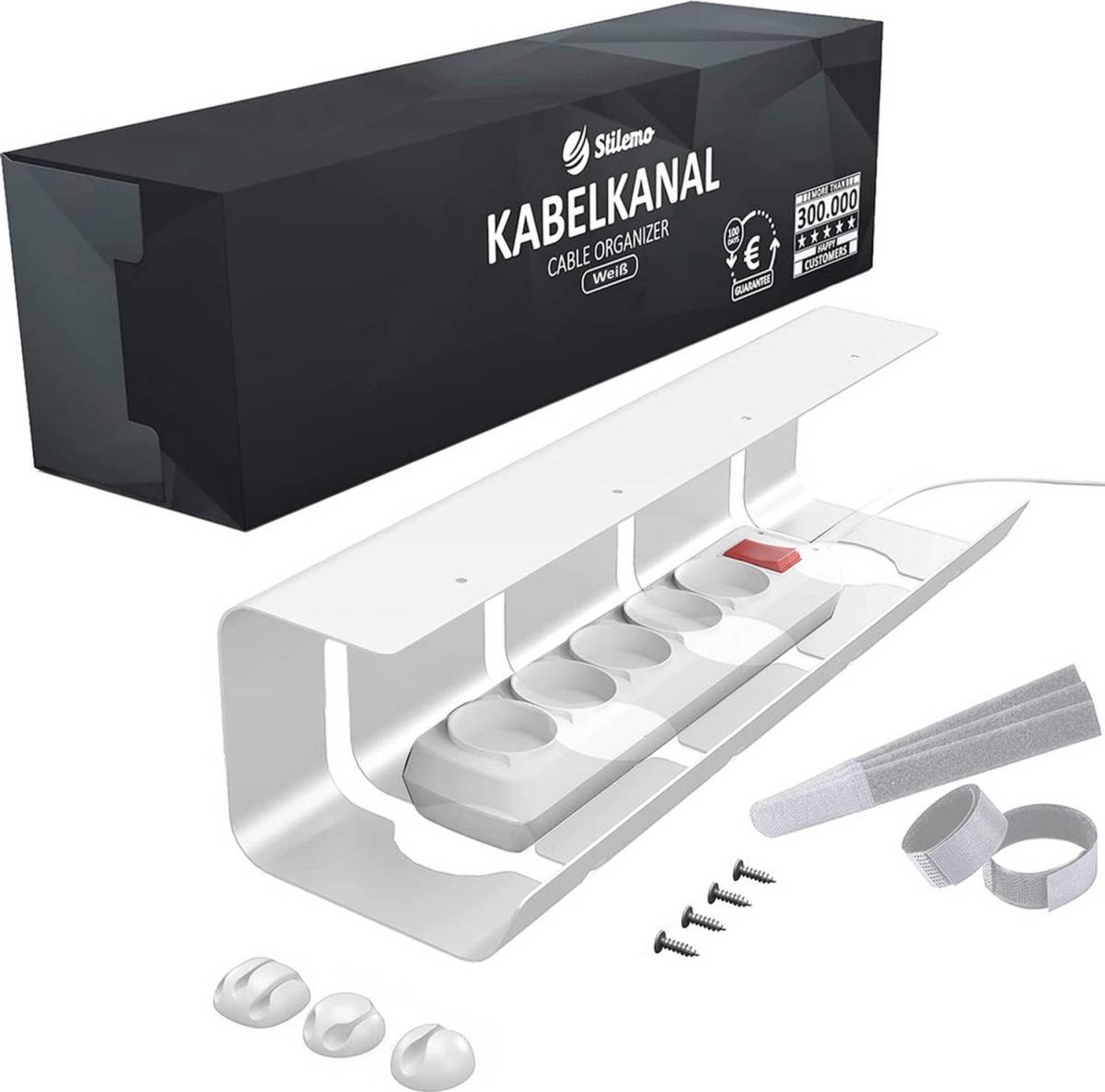 Stilemo Kabelgoot Bureau - Cable Management - Kabelhouder 43 CM - Kabel Organiser 5 KG Draagkracht - Wit
