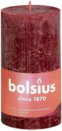Bolsius Stompkaars Velvet Red Ø68 mm - Hoogte 13 cm - Donkerrood - 60 branduren