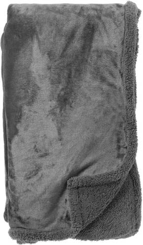 Dutch Decor - STANLEY - Plaid 150x200 cm - fleece deken met teddy en fleece - Charcoal Gray - antraciet