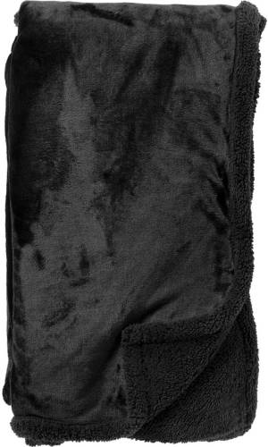 Dutch Decor - STANLEY - Plaid 150x200 cm - fleece deken met teddy en fleece - Raven - zwart