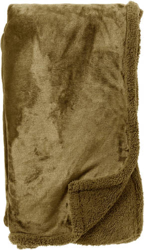 Dutch Decor - STANLEY - Plaid 150x200 cm - fleece deken met teddy en fleece - Military Olive - groen