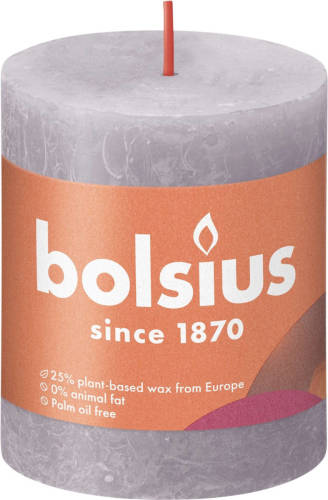 Bolsius Stompkaars Frosted Lavender Ø68 mm - Hoogte 8 cm - Grijs/Lavendel - 35 branduren