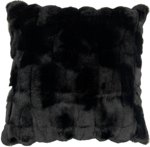 Heckett & Lane Fake Fur Sierkussen Delphi - black is black 48x48cm