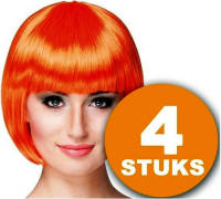 Made in Holland Oranje Pruik 4 stuks Oranje Feestpruik ""Cabaret"" Feestartikelen Oranje Hoofddeksel Feestkleding EK/WK Voetbal