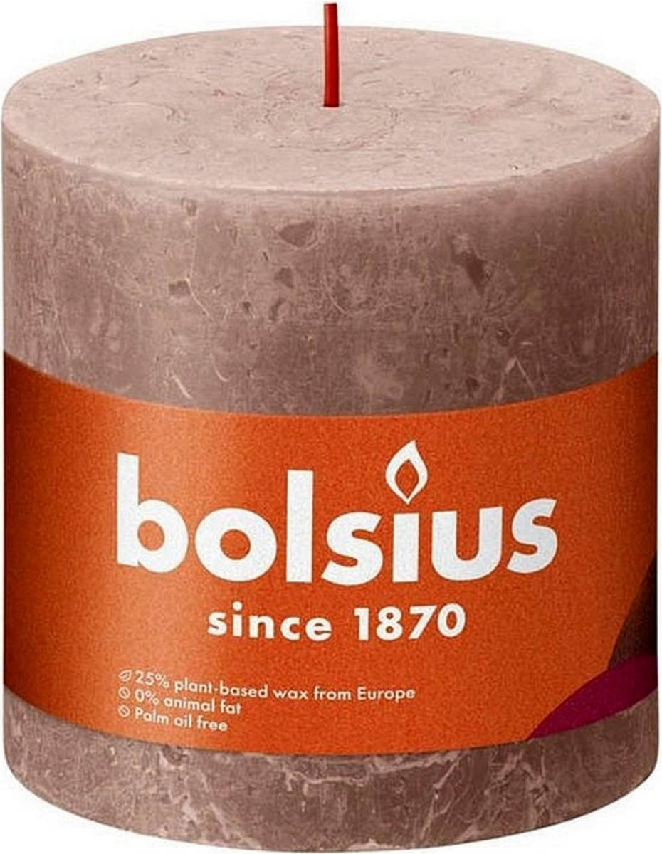 Bolsius Stompkaars Misty Pink Ø68 mm - Hoogte 8 cm - Roze/Grijs - 35 branduren