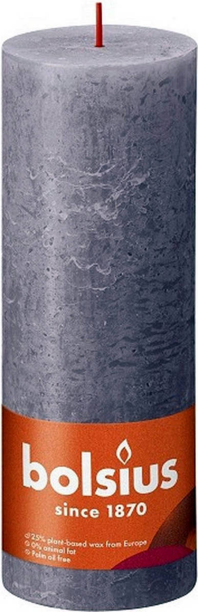 Bolsius Stompkaars Frosted Lavender Ø68 mm - Hoogte 19 cm - Grijs/Lavendel - 85 branduren