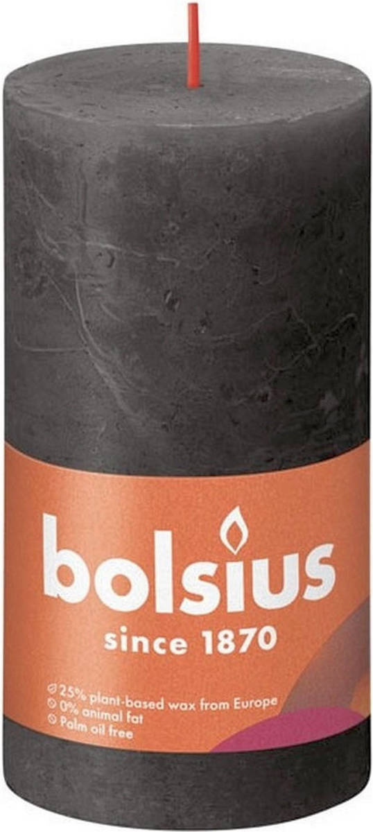 Bolsius Stompkaars Stormy Grey Ø68 mm - Hoogte 13 cm - Donkergrijs - 60 branduren
