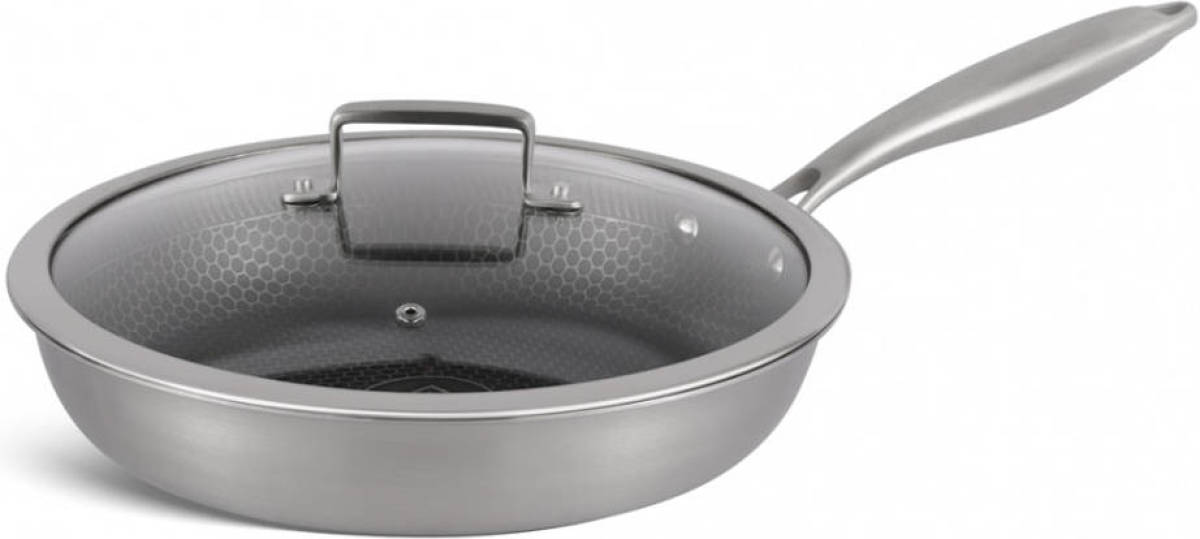 EDENBERG Exclusive Line - Hapjespan Keramisch - 22 cm - 3-laags antiaanbaklaag - Zilverkleurig, RVS